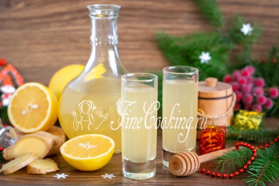 Настойка на водке Имбирь, лимон и мед
