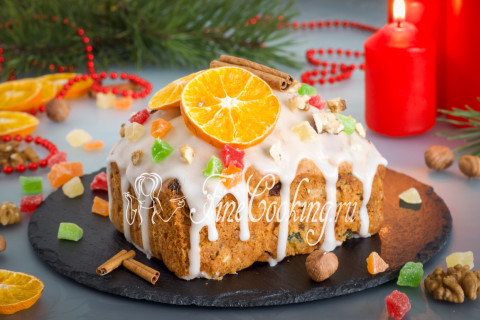 Рождественский кекс с орехами и сухофруктами. Шаг 21