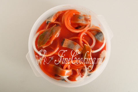 Сельдь, маринованная в томатном соусе. Шаг 9
